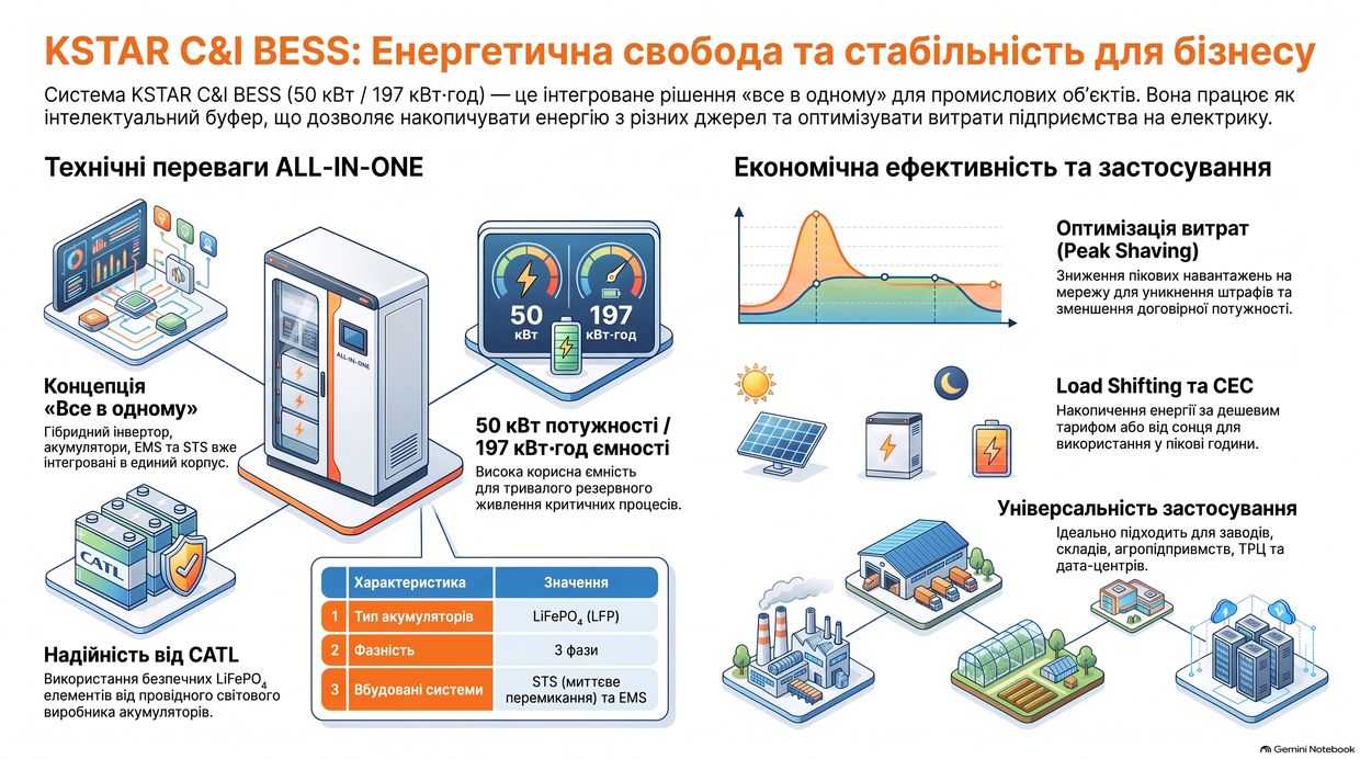 Система безперебійного живлення C&I BESS (2*KAC50DP2+BC197DE2),100 кВт/197 кВт&middot;год