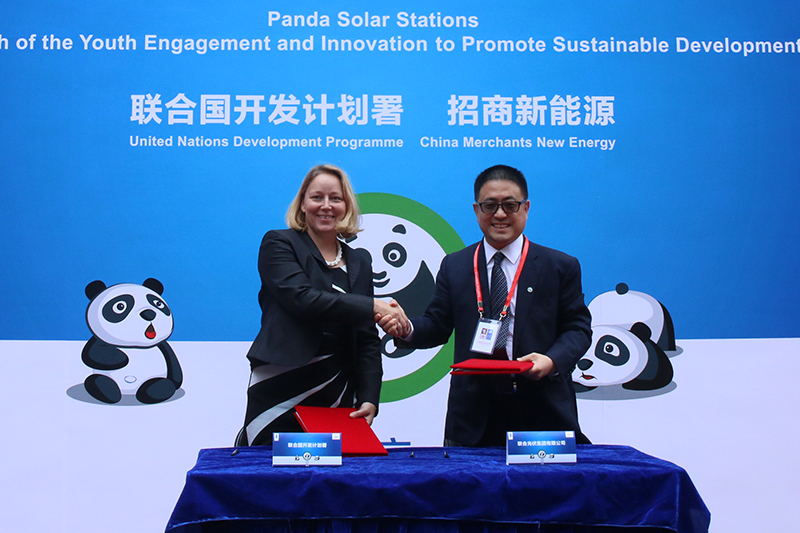 50 МВт Солнечная фотоэлектростанция сформирована в виде гигантской панды